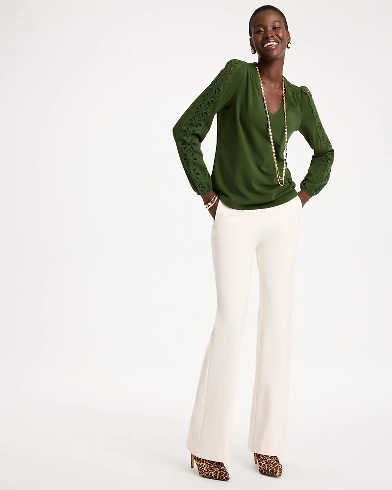 Jersey Knit Cutwork Top