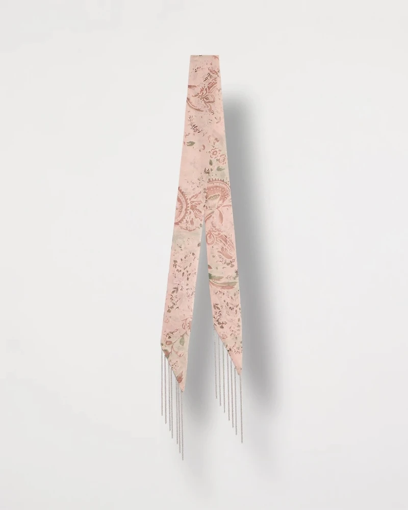 Paisley Fringe Skinny Scarf