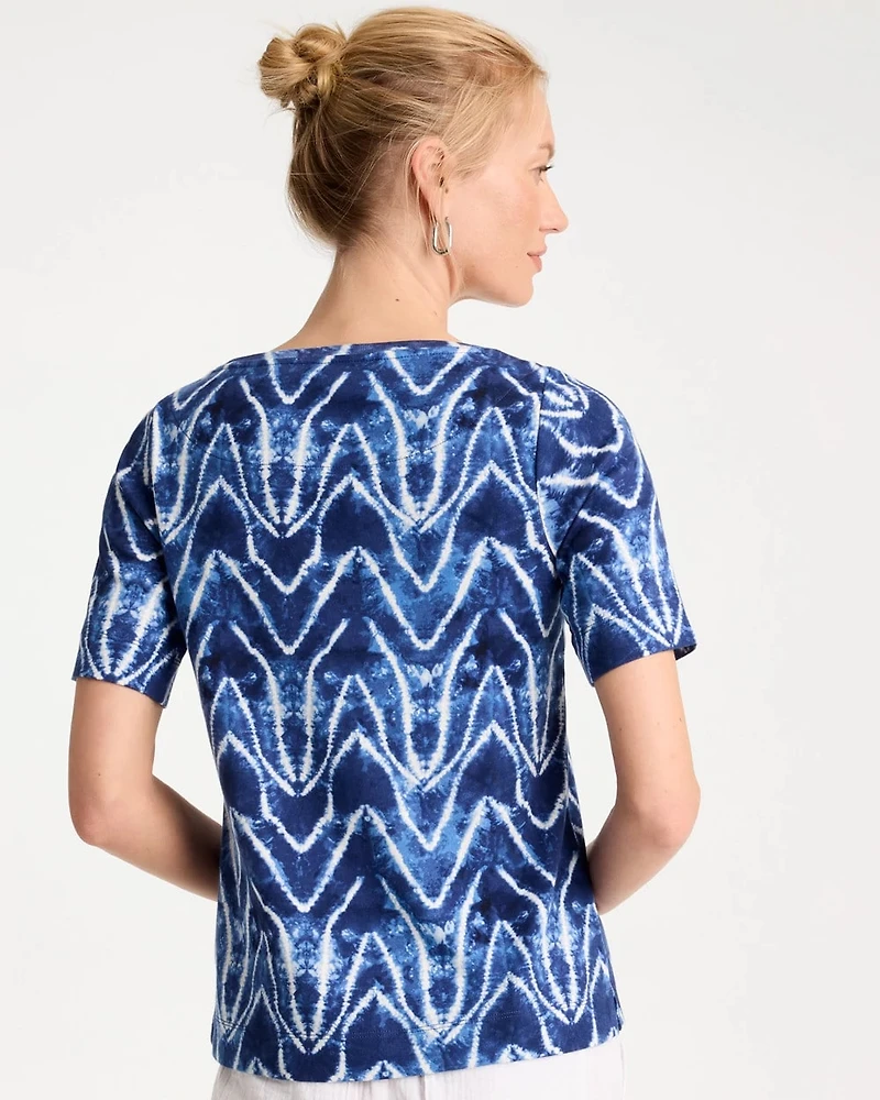 Tie Dye Chevron Pima Elbow Sleeve Tee