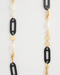 Long Faux Pearl Beaded Necklace