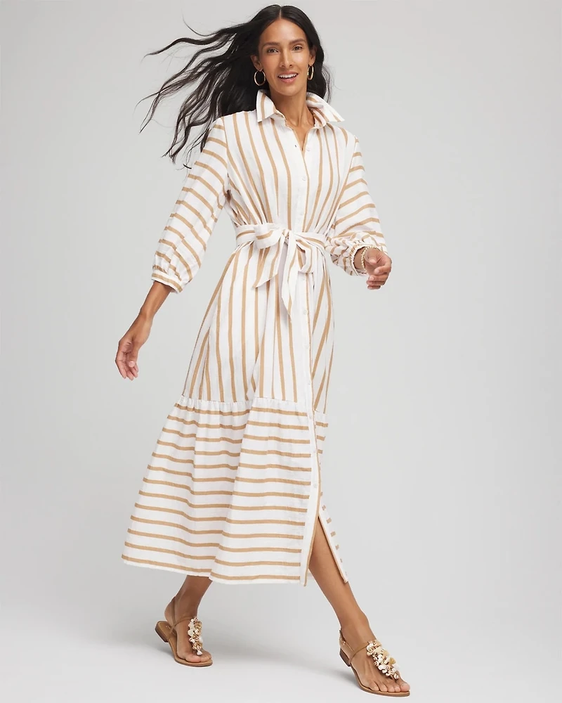 Striped Cotton-Gauze Shirtdress
