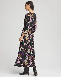 V-neck 3/4 Sleeve Floral Maxi Dress