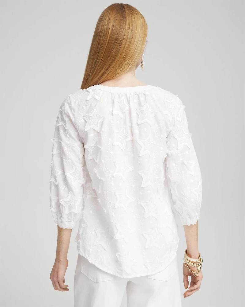 Embroidered Stars Peasant Top