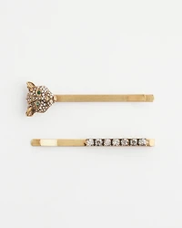 Green Eyed Leopard Hair Pin Set of 2