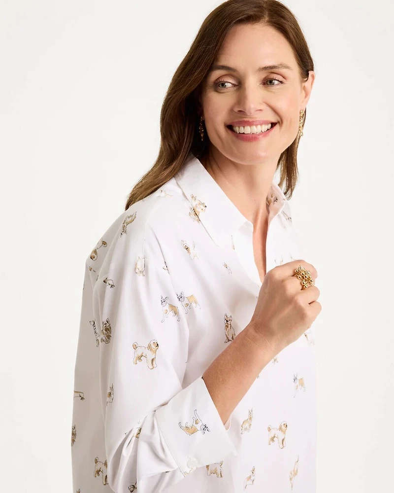Poplin Cotton Dog Print Popover