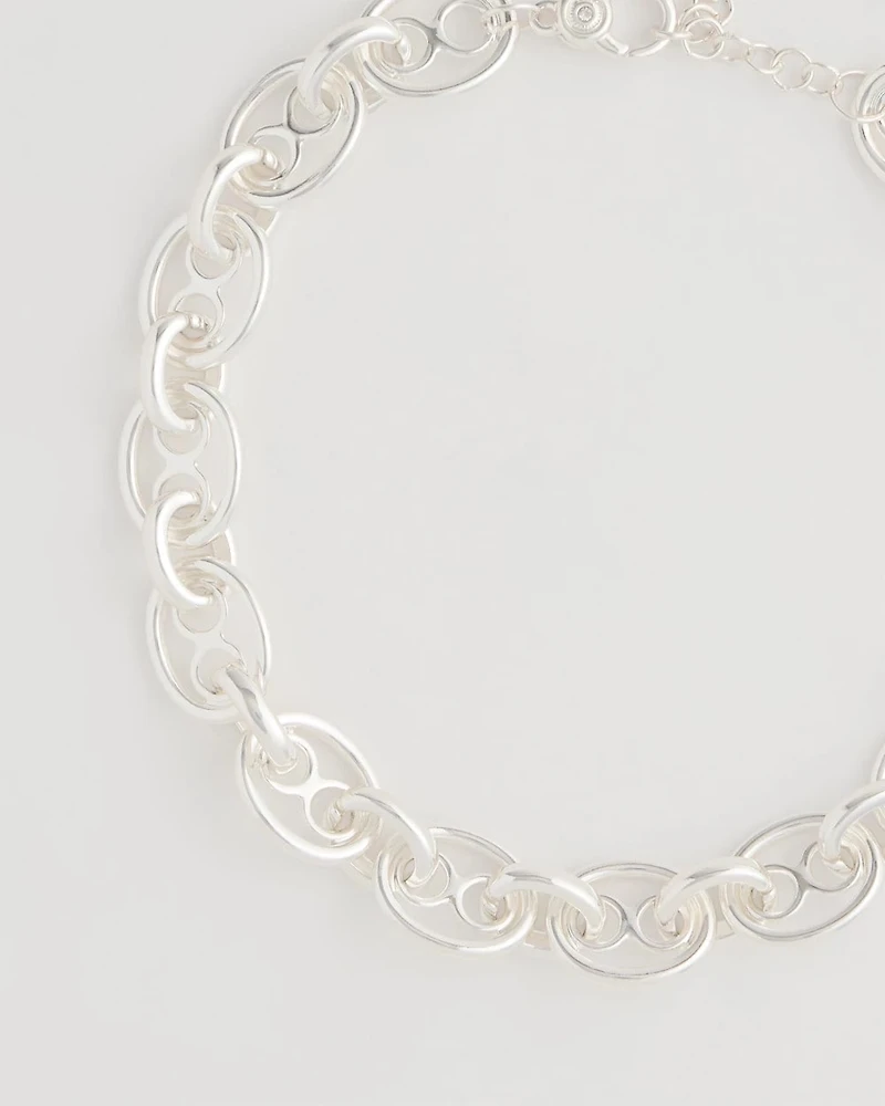 Mariner Silvertone Link Necklace