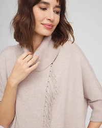Cowl Neck Fringe Cashmere Blend Poncho