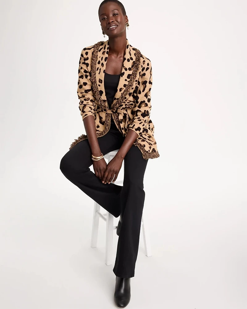 Prestige Animal Fringed Belted Cardigan
