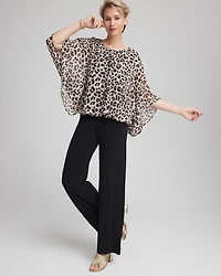 Travelers™ Animal-Print Bubble-Hem Chiffon Blouse