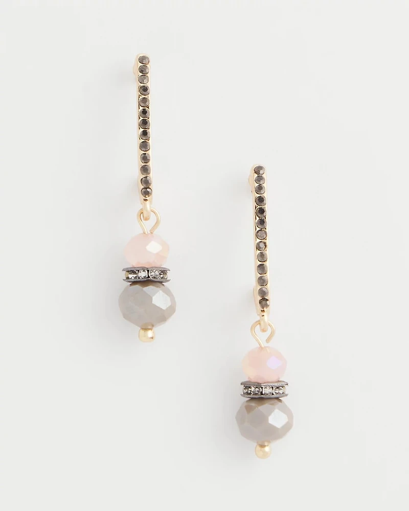 No Droop® Pink Bead Linear Earrings