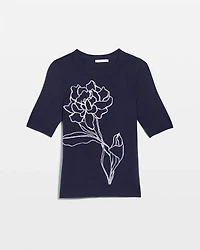 Ella Short-Sleeve Floral Sweater