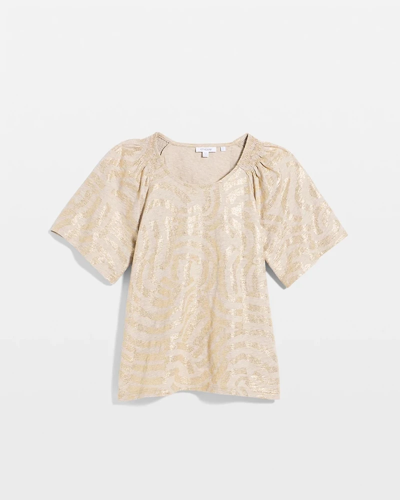Cotton Foiled Shirred Tee