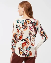 Spun Rayon Paisley Printed Pullover