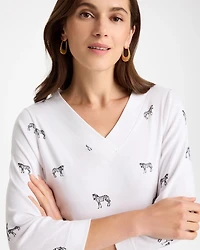 Zebra Print Pima 3/4 Sleeve Tee