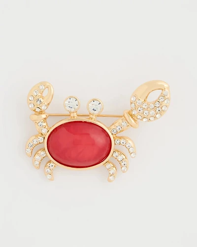Americana Faux Diamond Crab Brooch