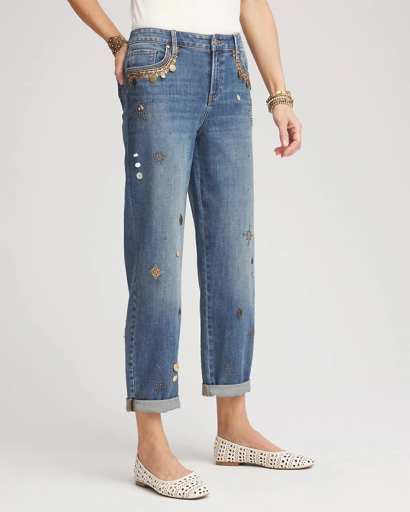 Embellished Cropped Jeans