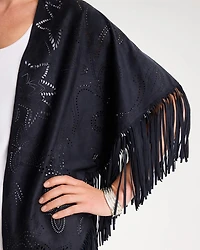 Cutout Faux Suede Fringe Ruana