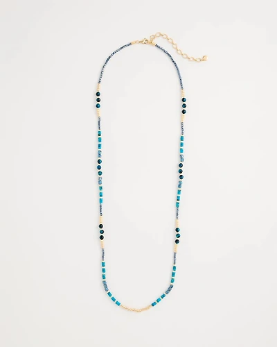 Genuine Stone Beaded Long Necklace