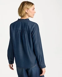 Tencel Denim Ruffled Popover Shirt