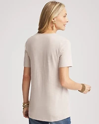 Lace V-Neck Slub Tee