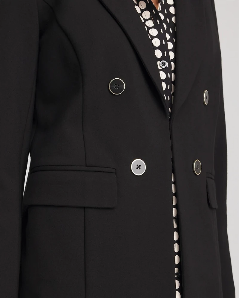 Ponte Double-Breasted Knit Blazer