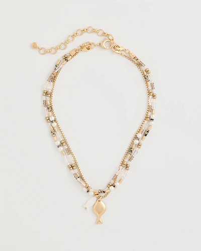 Neutral Jasper Shell Short Necklace