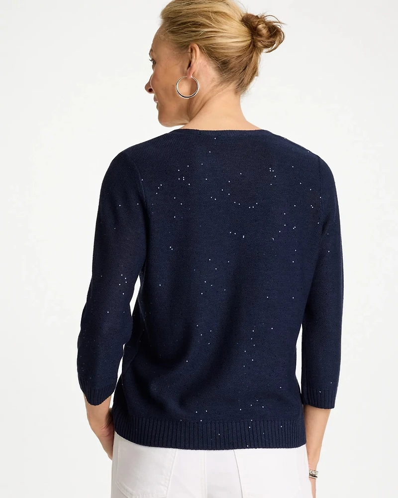 Stitchy Sequin V-Neck Cardigan
