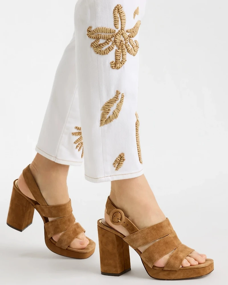 Girlfriend Slim Raffia Palm Crop Jeans