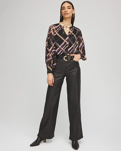 High Rise Wide Leg Coated Denim Jeans