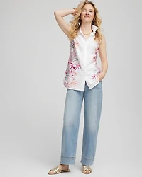 No Iron™ Tropical Floral Sleeveless Shirt