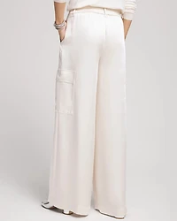 Petite Satin Wide Leg Cargo Pants