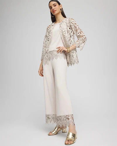 Petite Travelers™ Lace Trim Cropped Pants