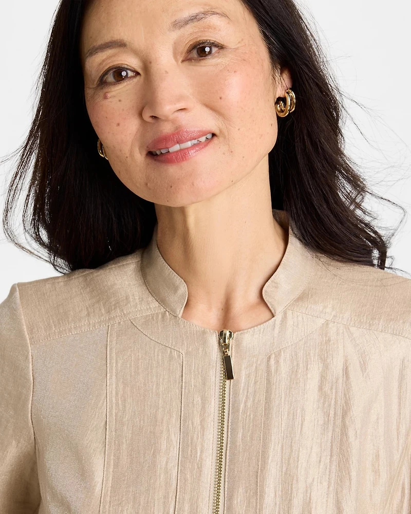 Satin Stand Collar Jacket