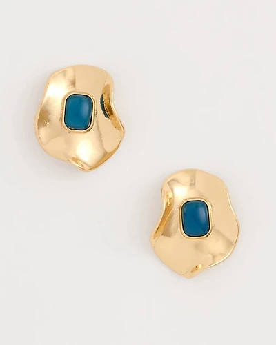 Blue Resin Cab Oversized Stud Earrings