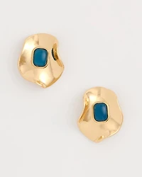 Blue Resin Cab Oversized Stud Earrings