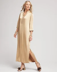 Petite Embellished Satin Maxi Dress