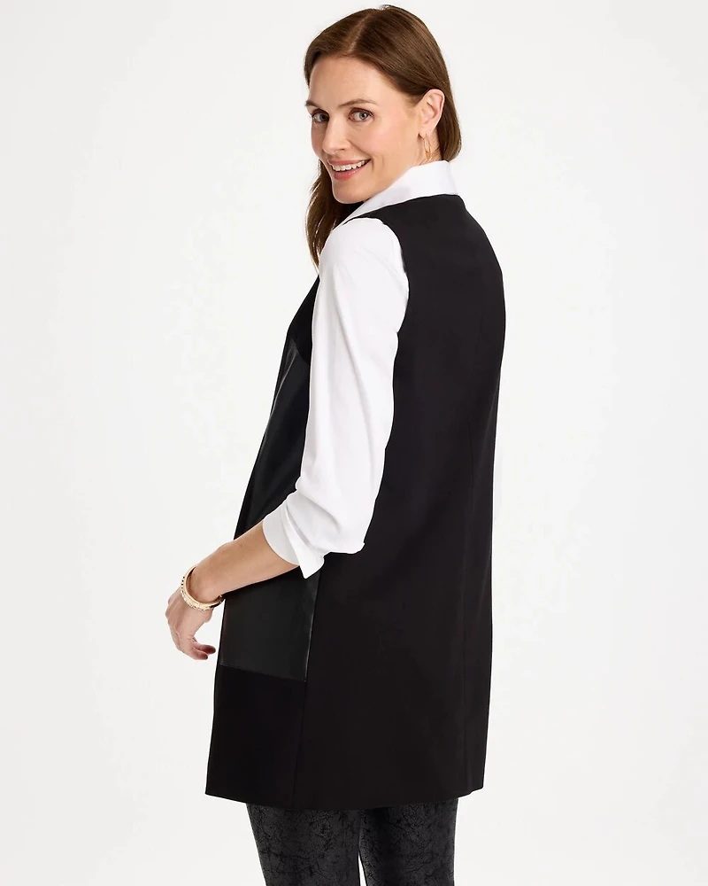 Faux Suede Ponte Long Vest