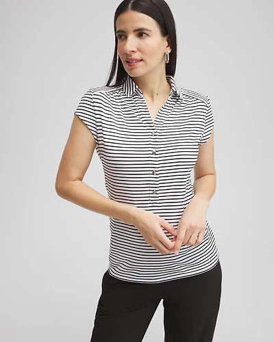 Zenergy® UPF Stripe Cap Sleeve Polo