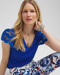 Tiered Eyelet Sleeve Top