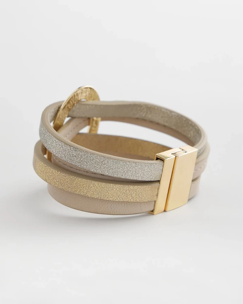 Multistrand Leather Magnetic Bracelet