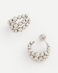 Silver Beaded Mini Hoop Earrings
