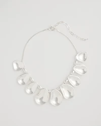 Shiny Silvertone Bib Necklace