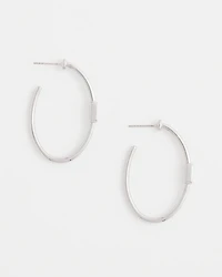 Silver Oval Hoop Earrings