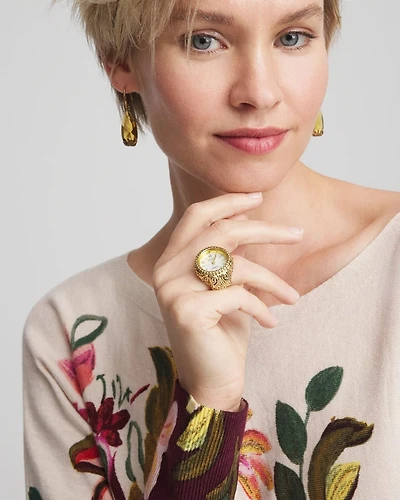 Gold Watch Stretch Ring