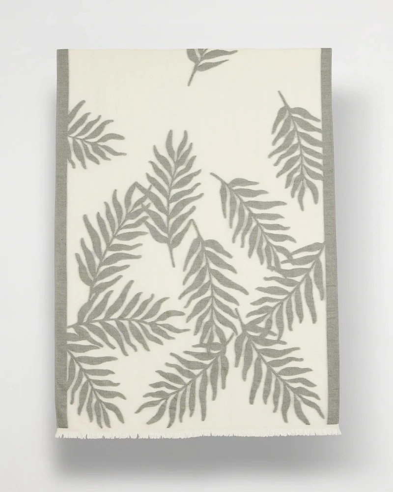 Palm Embroidered Oblong Scarf