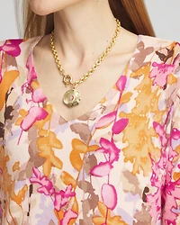 Floral Long Sleeve V-Neck Pullover Sweater