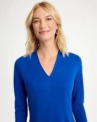 Ponte Seamed Midi Dress