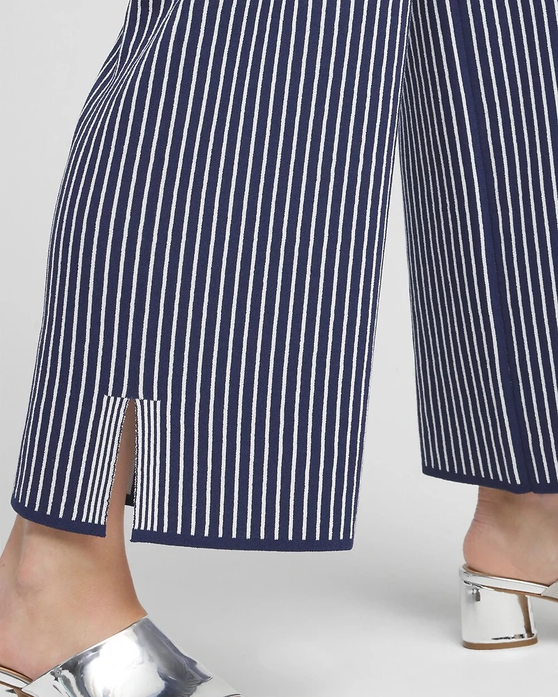 Stripe Wide Leg Sweater Cropped Pants