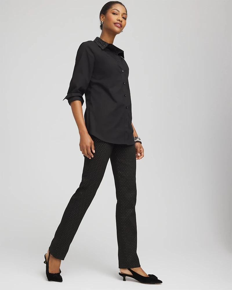 Brigitte™ Slim Full-Length Jacquard Pants
