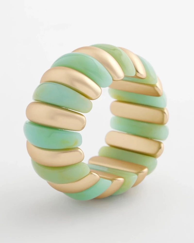Aqua and Gold Stretch Bracelet
